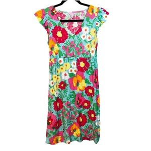 LILLY PULITZER ANTS FLORAL MULTICOLOR COTTON SHIFT MINI DRESS XS